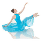 Body Wrappers Long Mock T-Neck Dance Dress - Sea Breeze