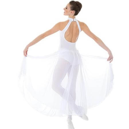 Body Wrappers Long Mock T-Neck Dance Dress - White