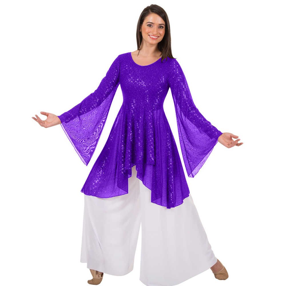 Body Wrappers Twinkle Long Sleeve Tunic - Purple
