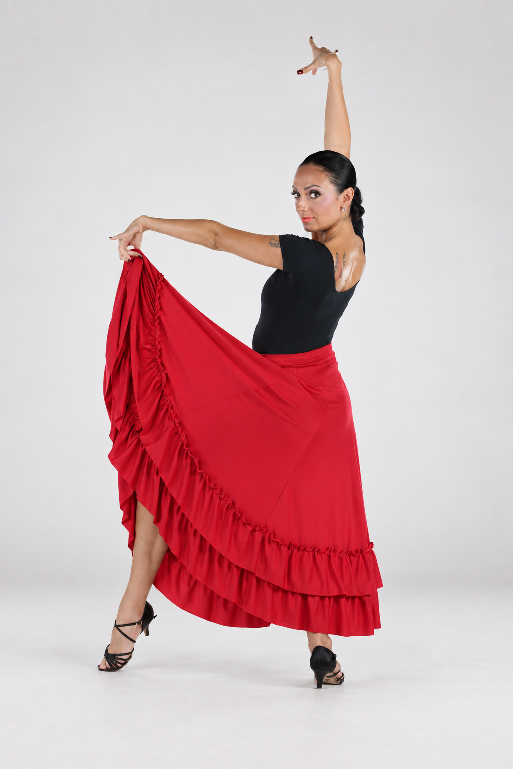 Flared Ruffle Flamenco Dance Skirt