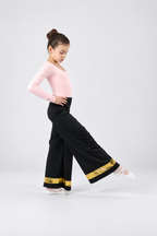 Girls' Metallic Hem Trim Wide-Leg Praise Dance Pants