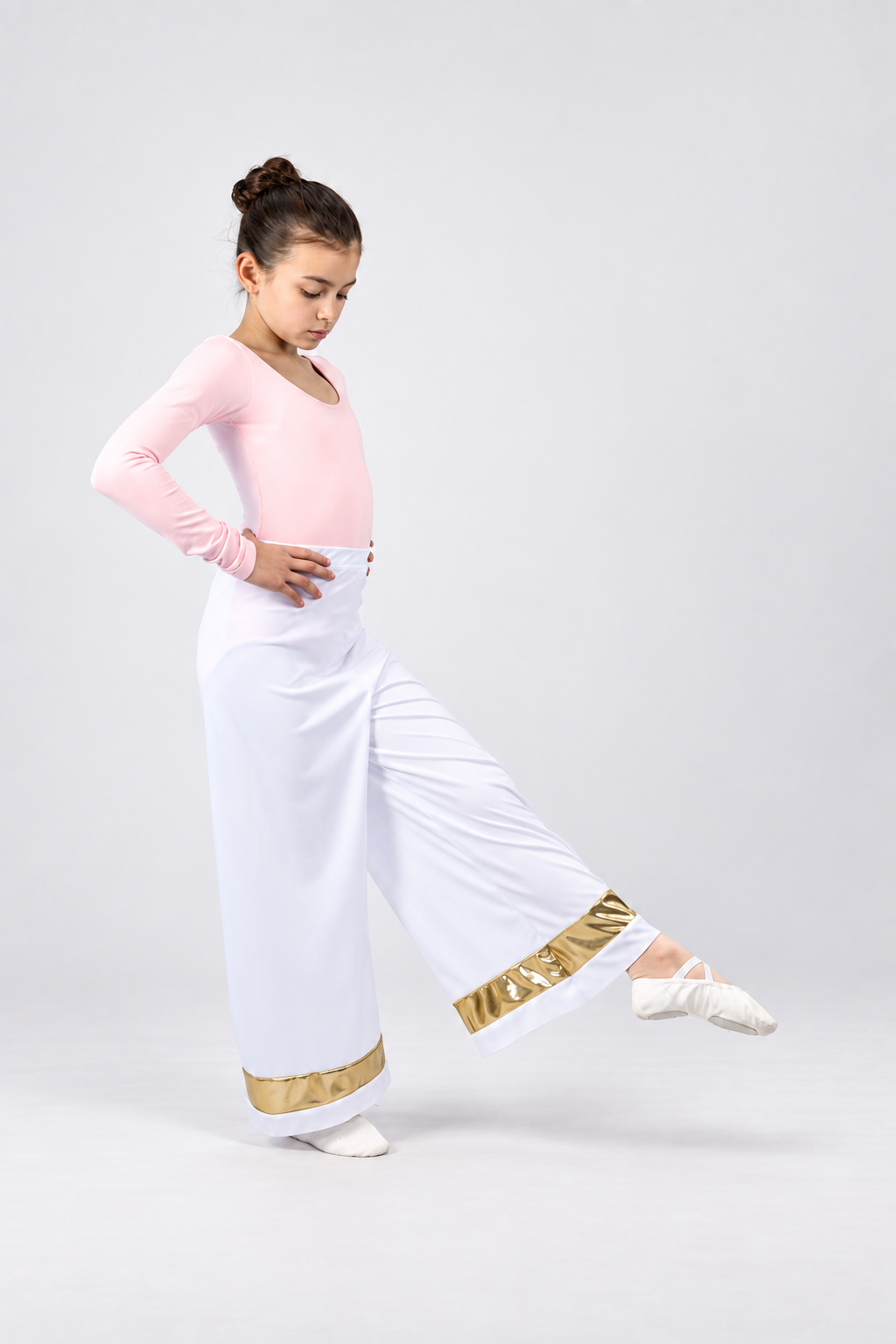 Child Metallic Hem Trim Wide Leg Dance Pants
