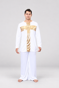 Metallic Cross Panel Long Sleeve Pullover