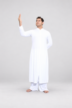Stand Collar Long Button Front Mens Robe
