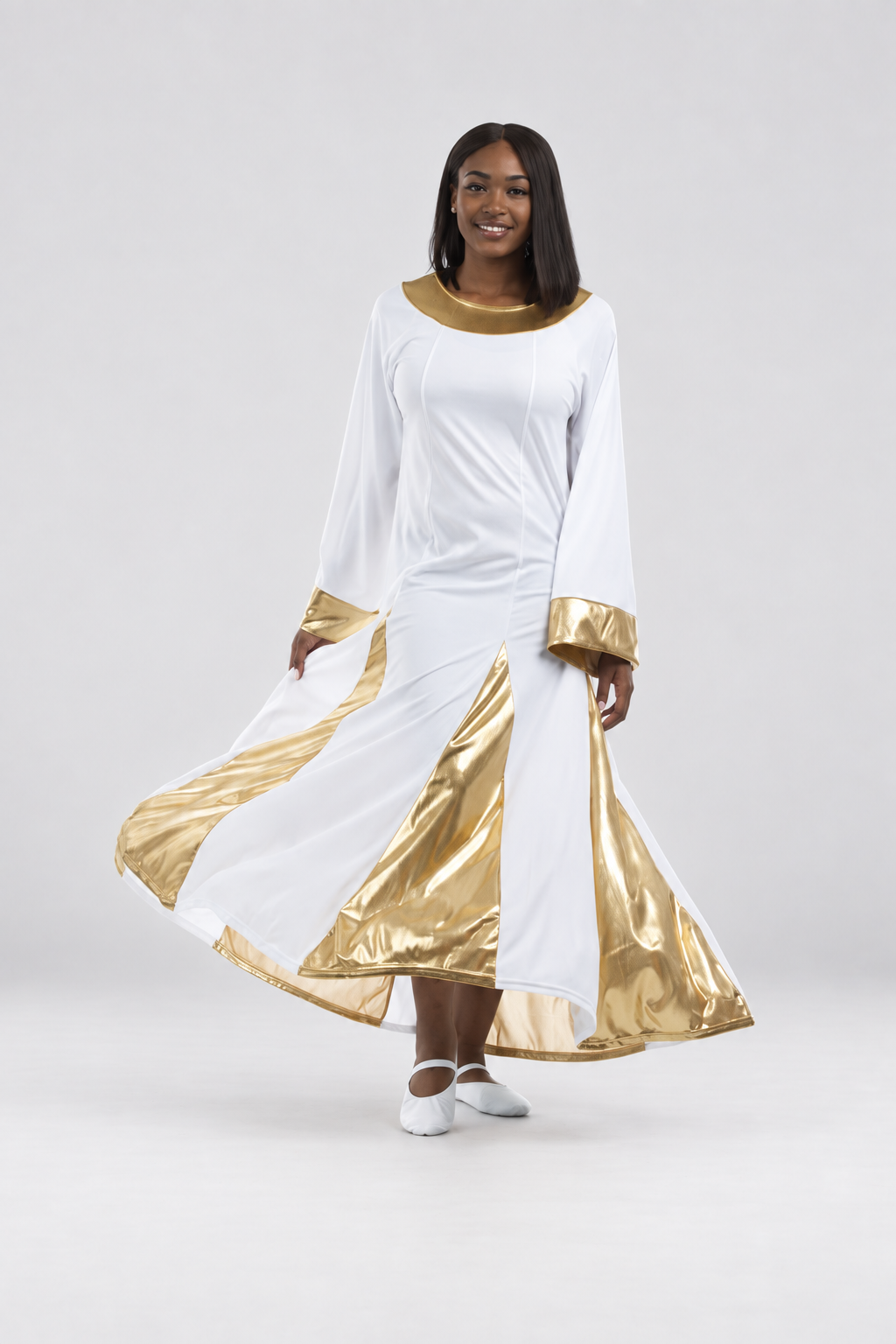Metallic Inset Flared Dance Dress