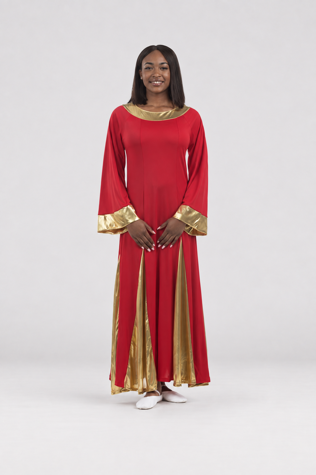 Metallic Inset Flared Dance Dress