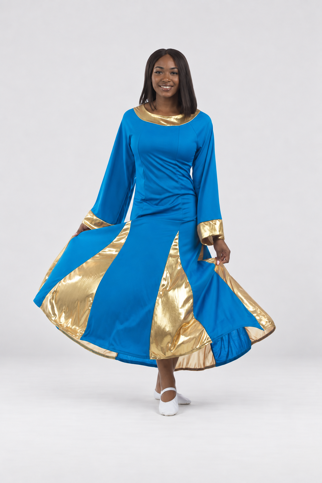 Metallic Inset Flared Dance Dress