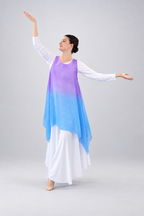 Watercolor Sleeveless Chiffon Overlay Tunic