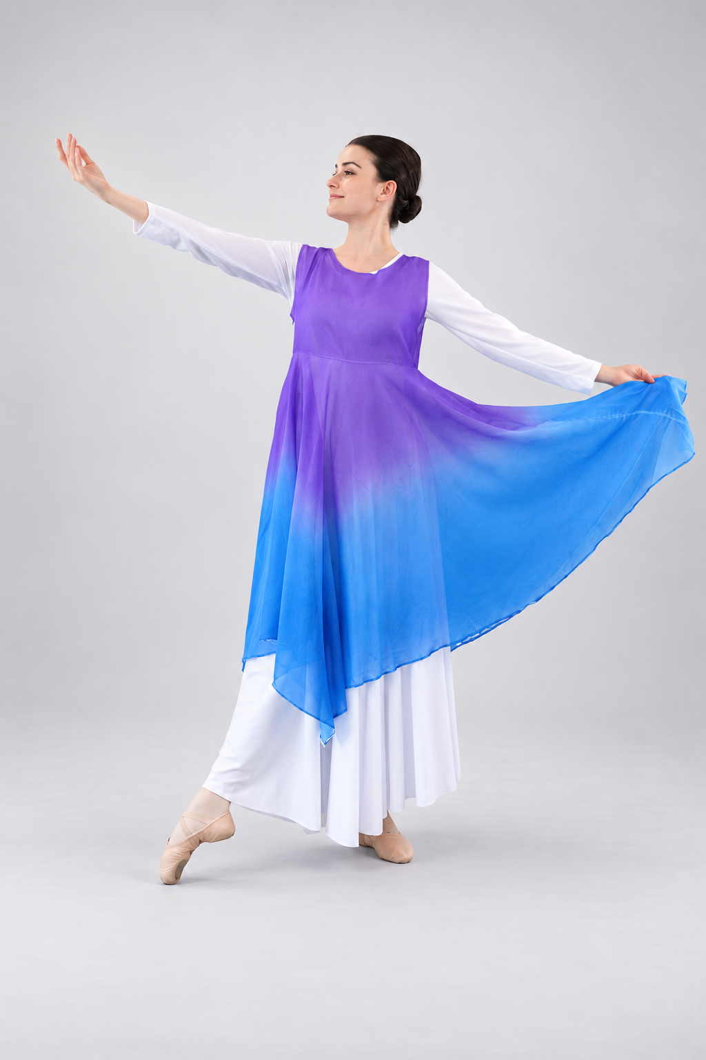 Watercolor Ombre Chiffon Dance Tunic