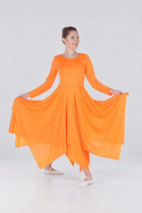 Irregular Hem Long Sleeve Dance Dress