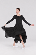 Irregular Hem Long Sleeve Dance Dress