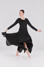 Irregular Hem Long Sleeve Dance Dress