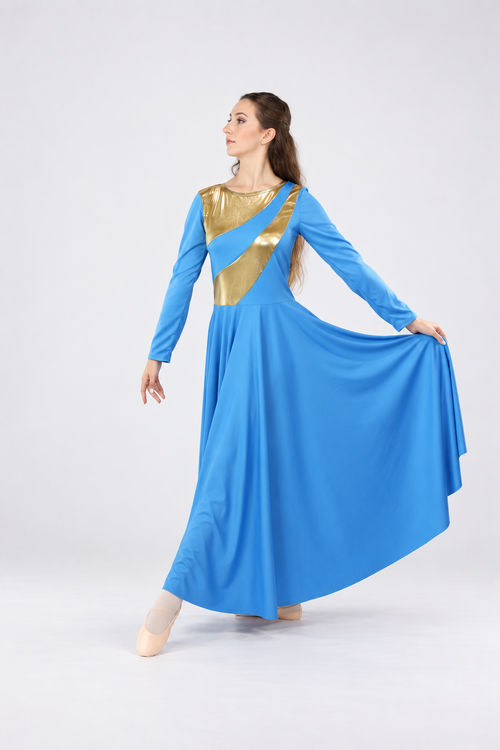 Two-Tone Spliced Flowy Dance Dress