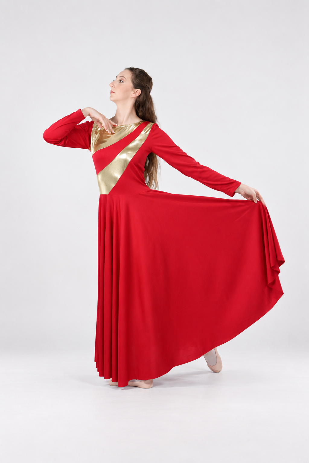Two-Tone Spliced Flowy Dance Dress