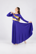 Diagonal Gold Stripe Long Sleeve Dance Dress
