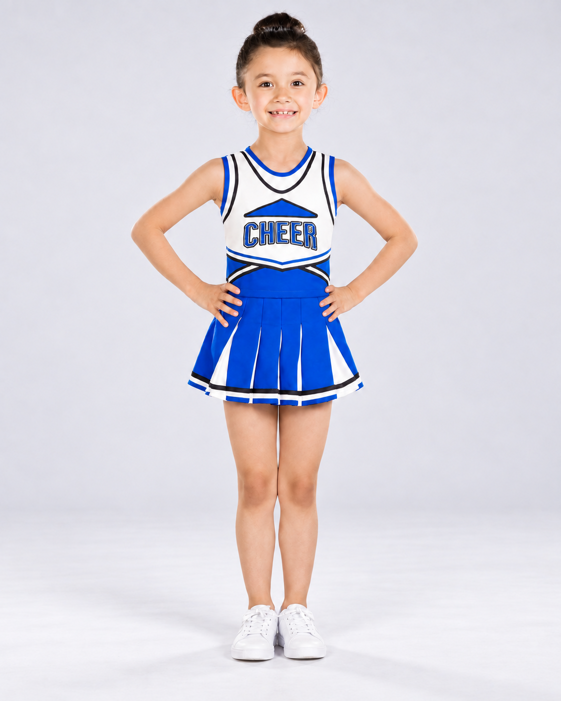 Girls' Cheerleading Costume Set with Bow and Pom-Poms