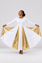 Metallic Panel Flowing Performance Dress