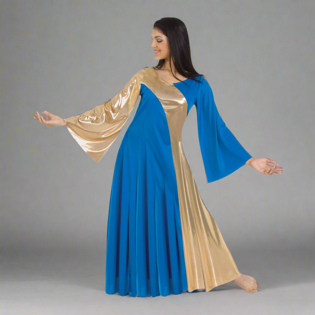 Body Wrappers Praise Dance Asymmetrical Bell Sleeve Dress