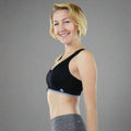 Fitcue Women's Front Zip Closure Racerback Padded Sports Bra - Black