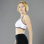 Fitcue Women's Front Zip Closure Racerback Padded Sports Bra - White