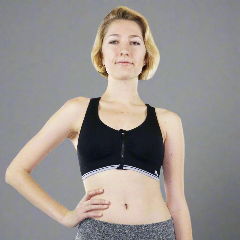 Fitcue Women's Front Zip Closure Racerback Padded Sports Bra