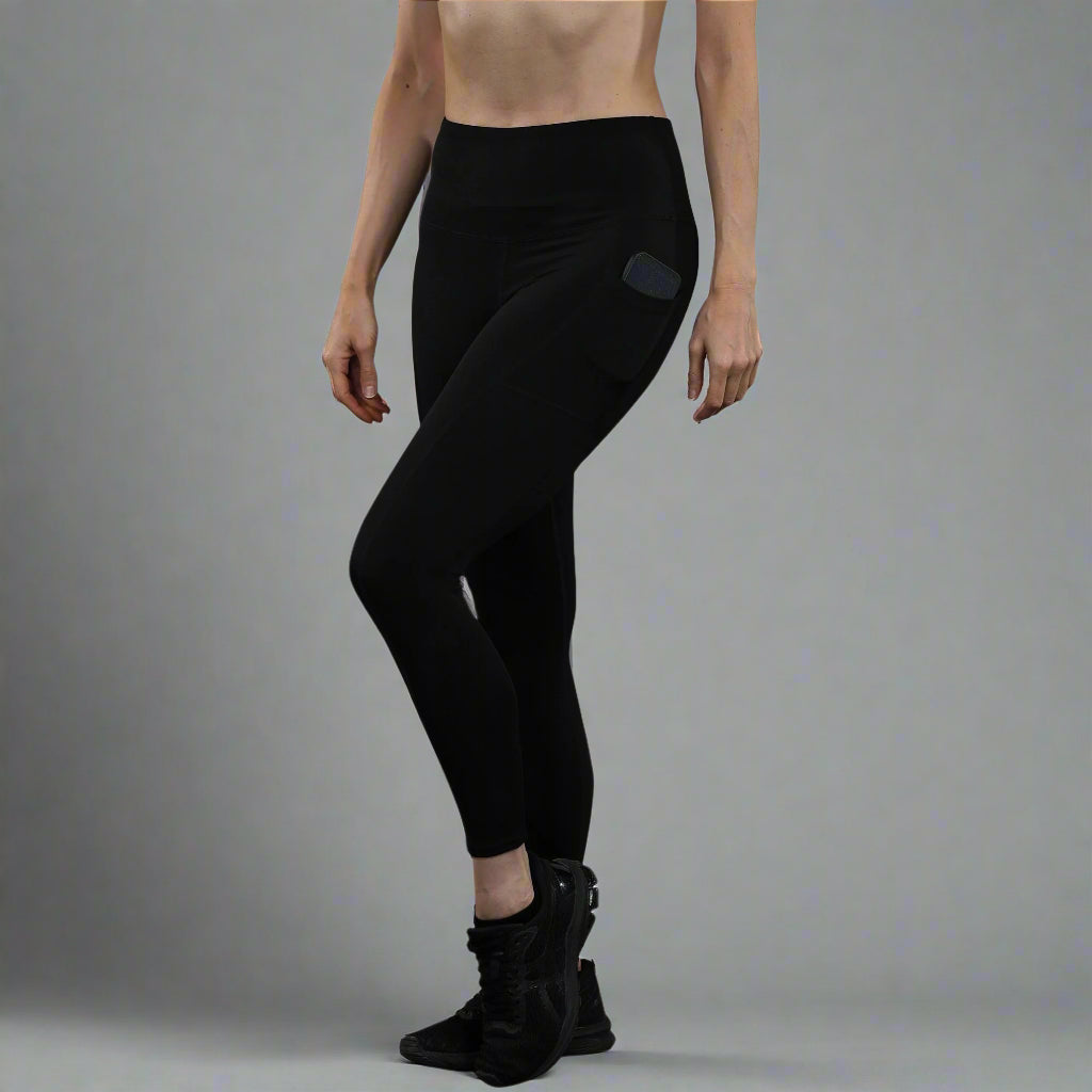 Danzcue Women's High Waisted Soft Yoga Pants with Pockets, Workout Running Leggings for Women - Black