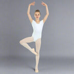 Danzcue Child Cotton Short Sleeve Ballet Cut Leotard - White