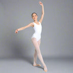 Danzcue Adult Cotton Tank Ballet Cut Leotard - White