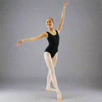 Danzcue Adult Cotton Tank Ballet Cut Leotard - Black