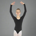Danzcue Child Cotton Long Sleeve Ballet Cut Leotard - Black