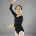 Danzcue Child Nylon Long Sleeve Ballet Cut Leotard - Black