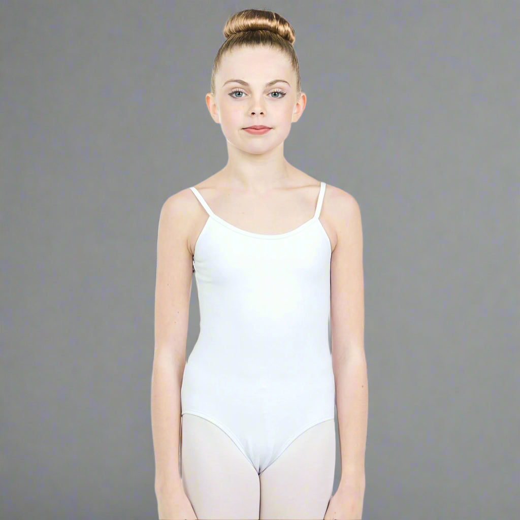 Danzcue Child Ballet Cotton Camisole Leotard - White