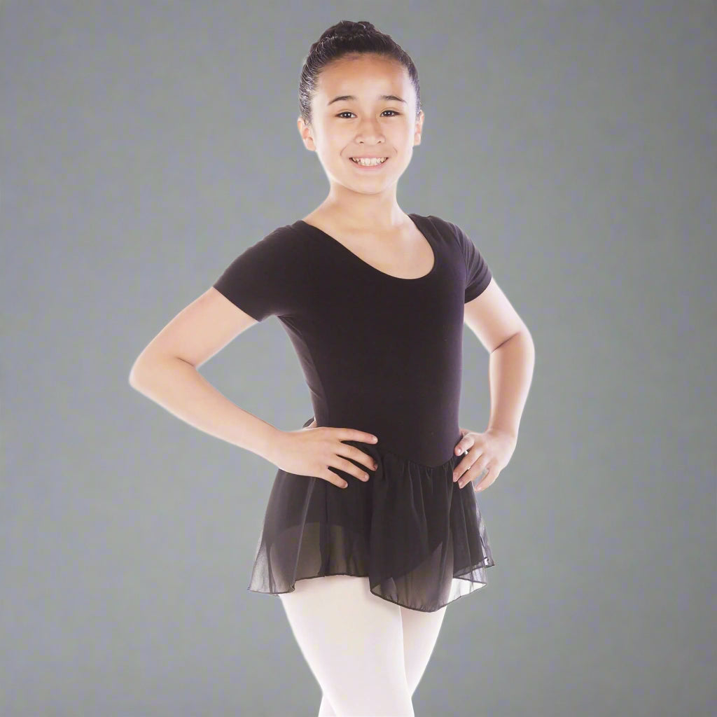 DANZCUE Tank Sleeve Skirted Leotard - Black