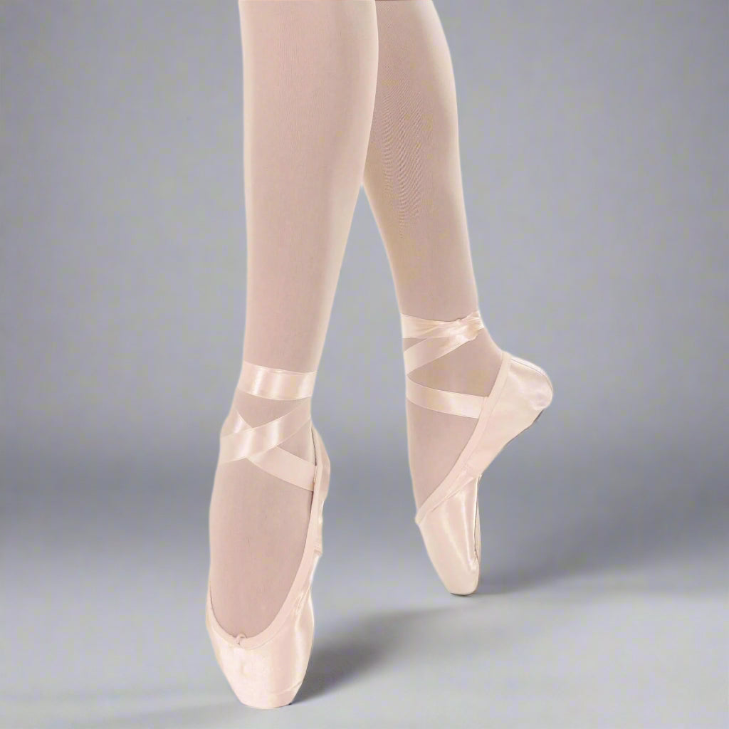 Danzcue Womens Flexible Soft Shank Pointe Shoes With Ribbon