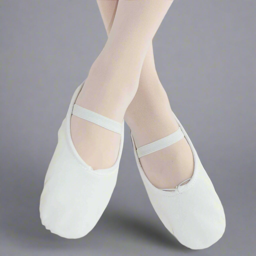 Danzcue Adult Full Sole Leather Ballet Slipper - White