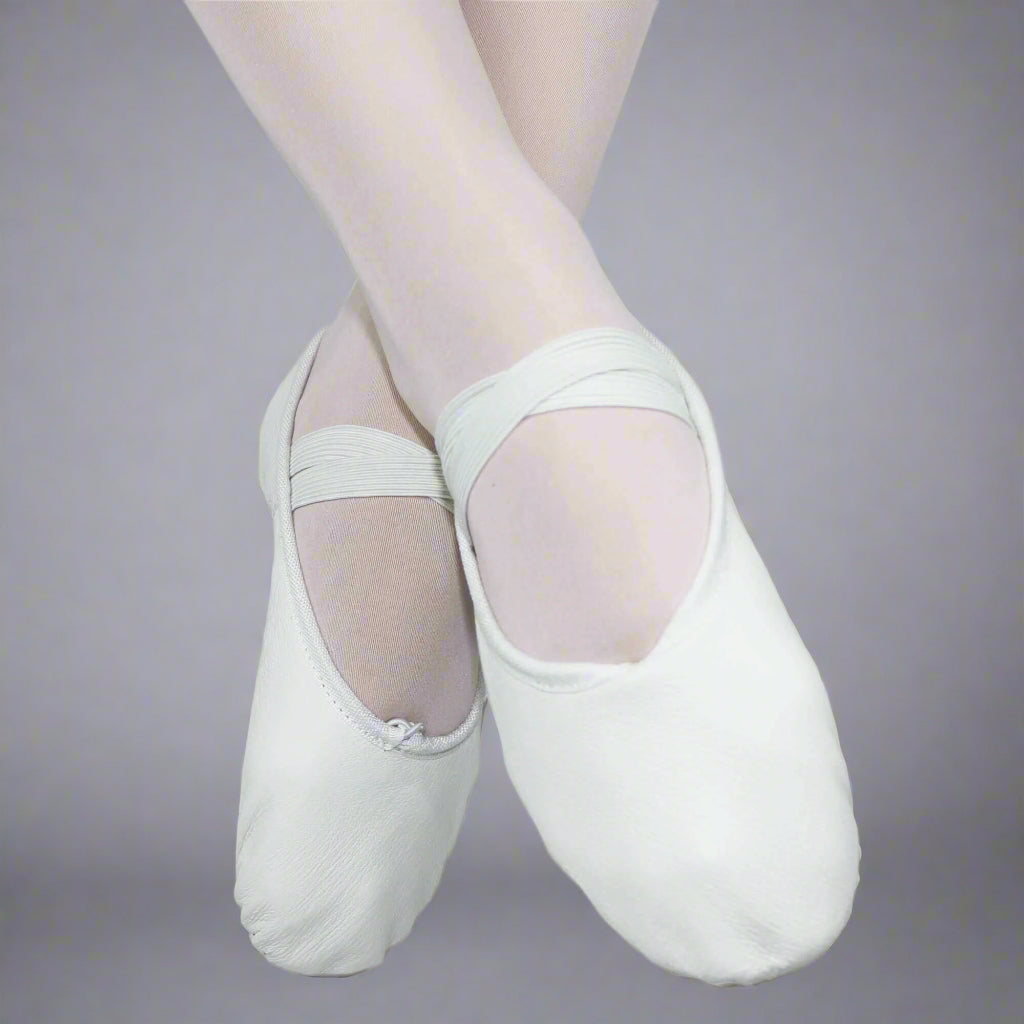 Danzcue Adult Split Sole Leather Ballet Slipper - White