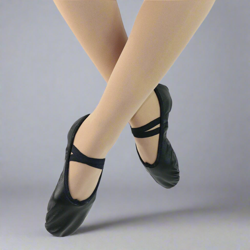 Danzcue Adult Split Sole Leather Ballet Slipper - Black