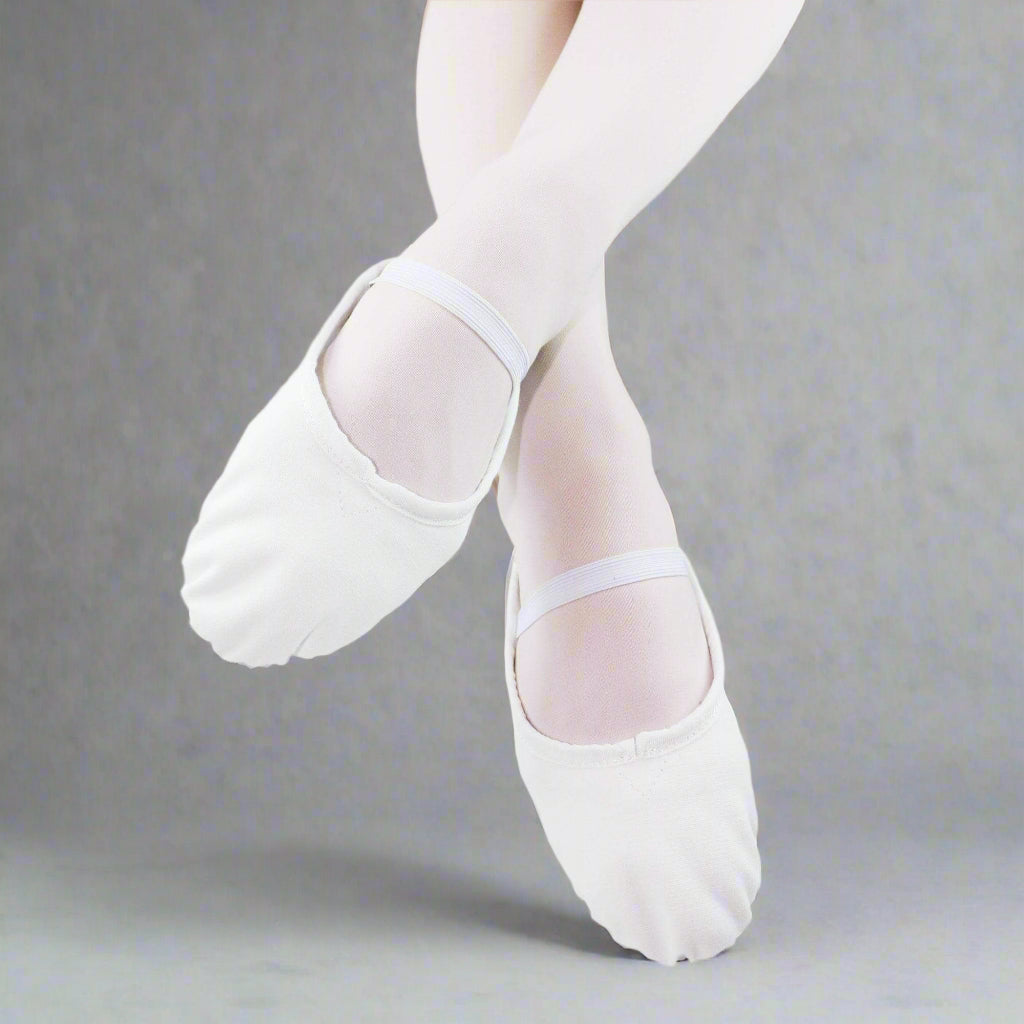 Danzcue Adult Full Sole Canvas Ballet Slipper - White