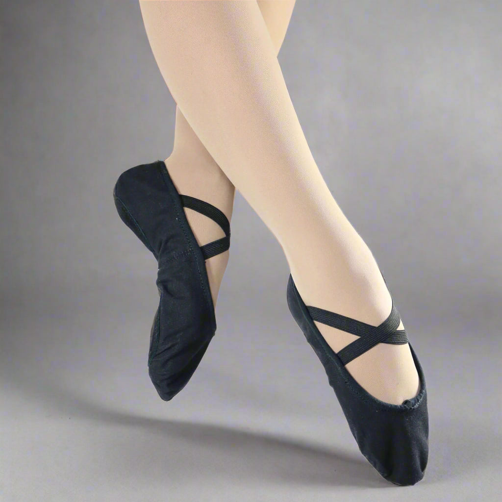 Danzcue Adult Split Sole Canvas  Ballet Slipper - Black