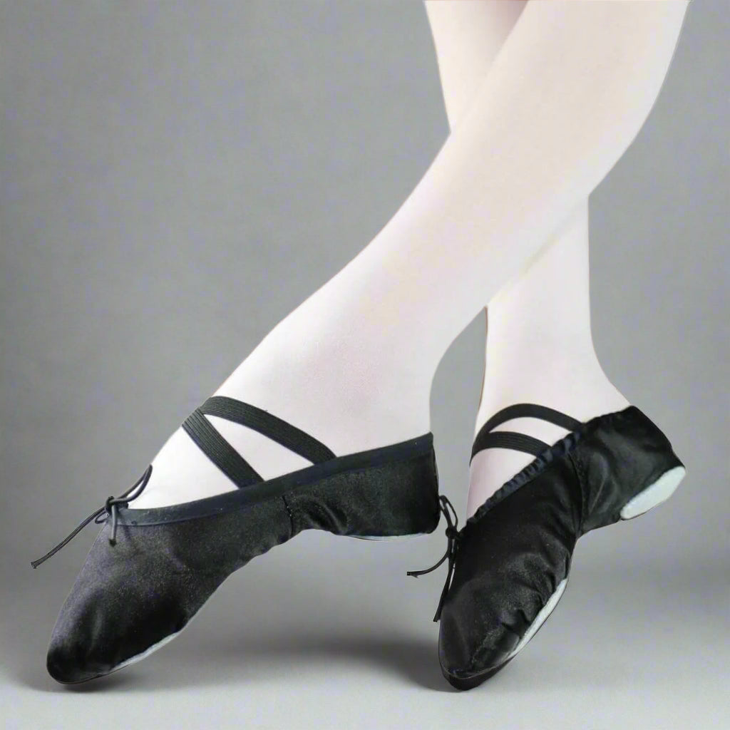 Danzcue Child Split Sole Satin Ballet Slipper - Black