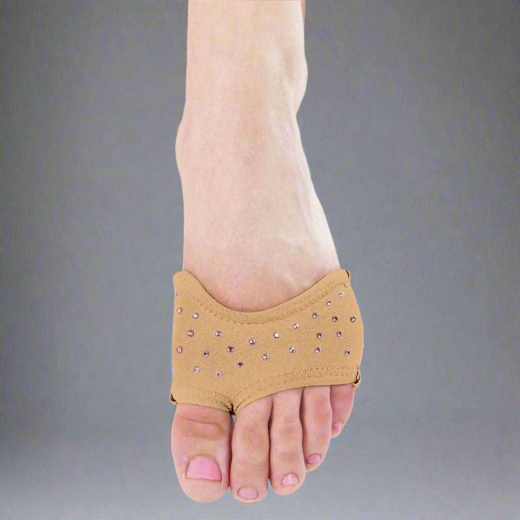 Danzcue Adult Neoprene Half Sole Dance Shoes with Rhinestones - Nude