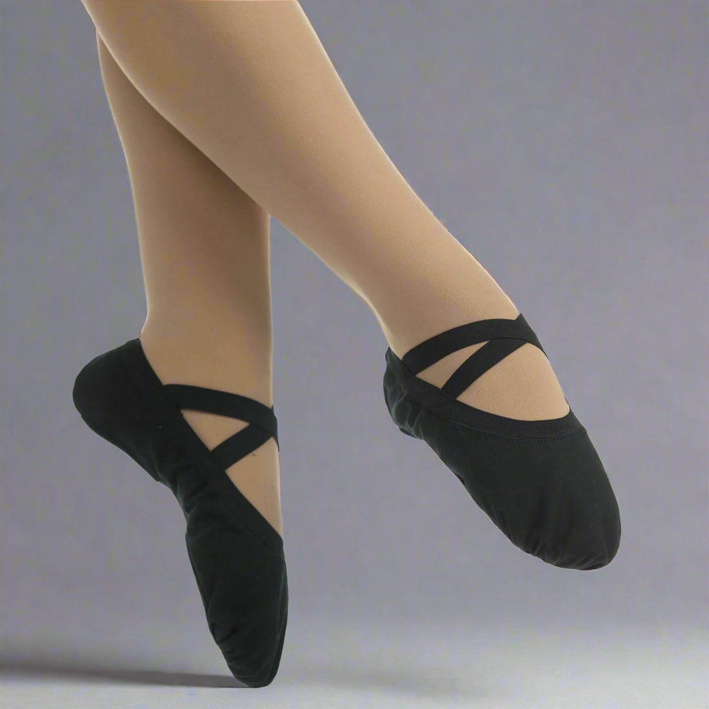 Danzcue Child Canvas Pro Elastic Split Sole Ballet Slipper - Black