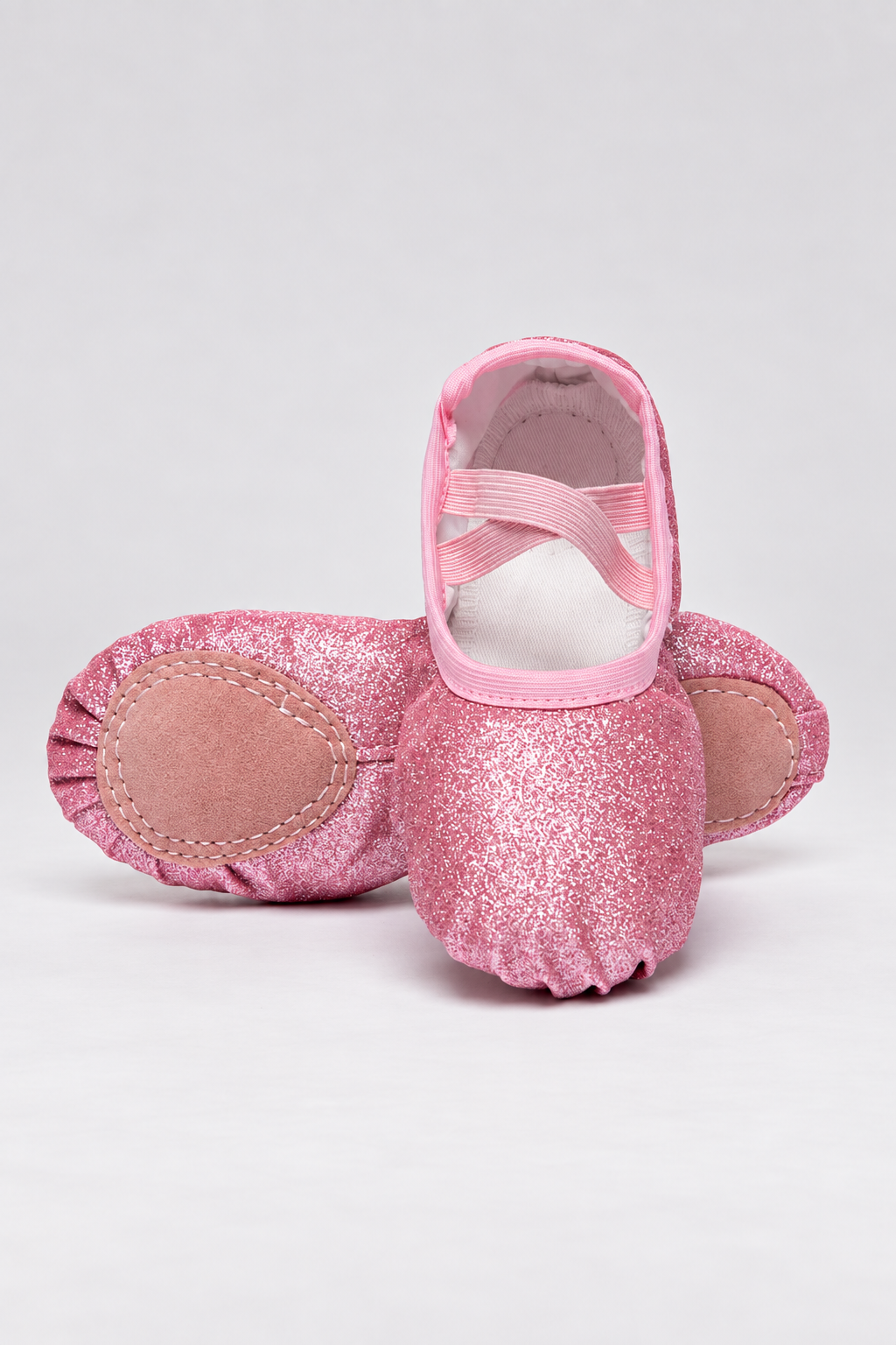 Child Glittery Leather Patch Ballet Dance Shoes