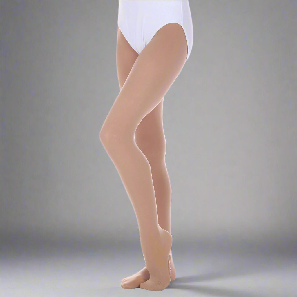 Danzcue Girls' Ultrasoft Stretch Convertible Tights - Light Suntan
