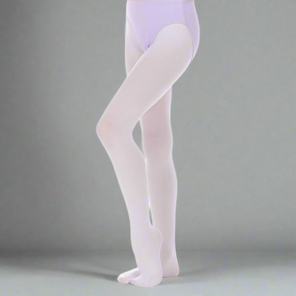 Danzcue Girls' Ultrasoft Stretch Convertible Tights - White