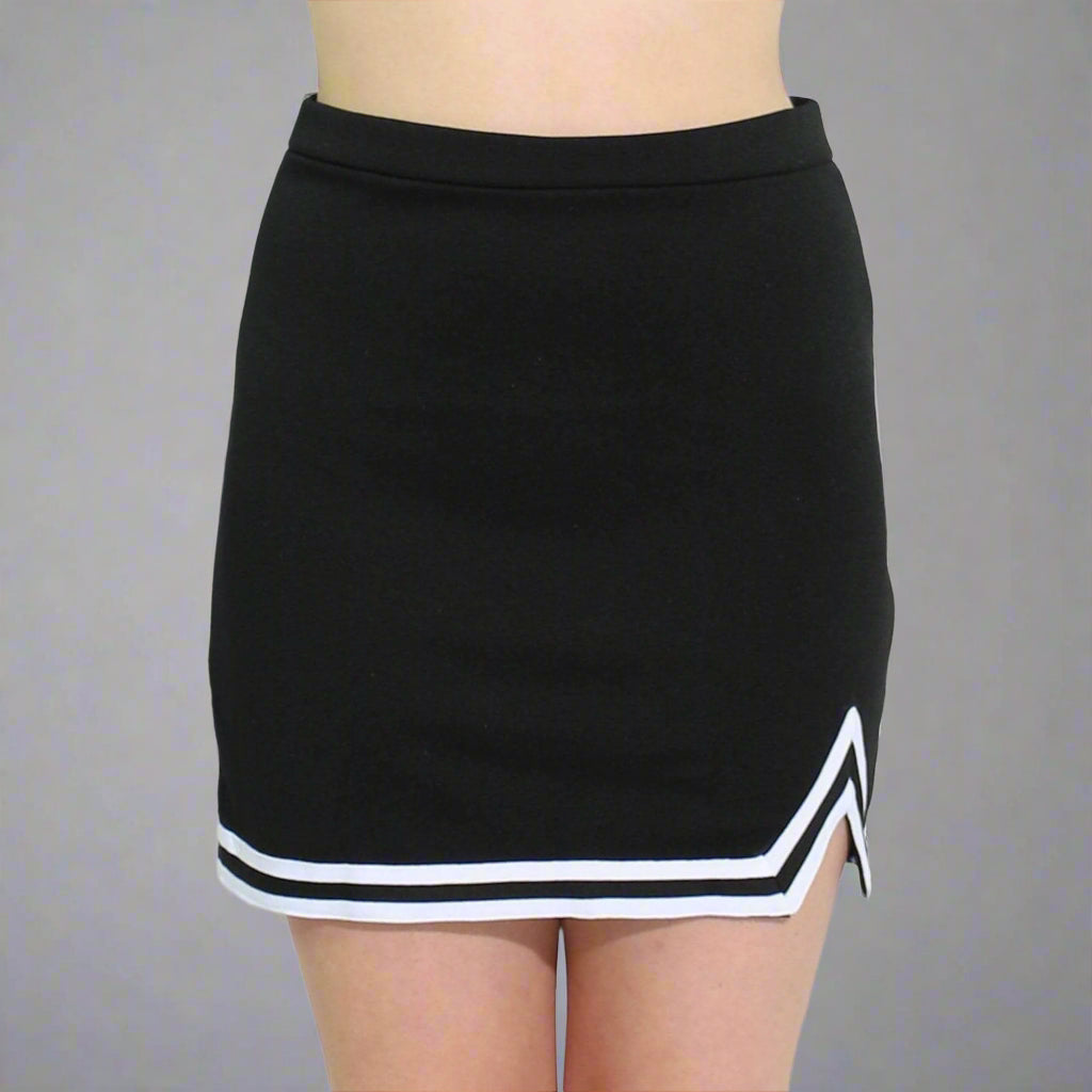 Danzcue Adult Double V A-Line Cheerleaders Uniform Skirt - Black/White