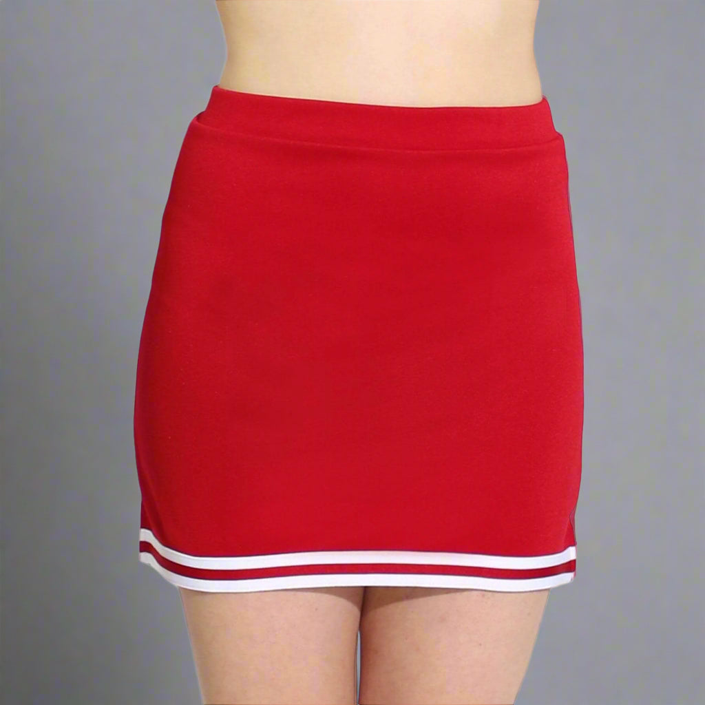 Danzcue Adult A-Line Cheerleaders Uniform Skirt - Scarlet/White