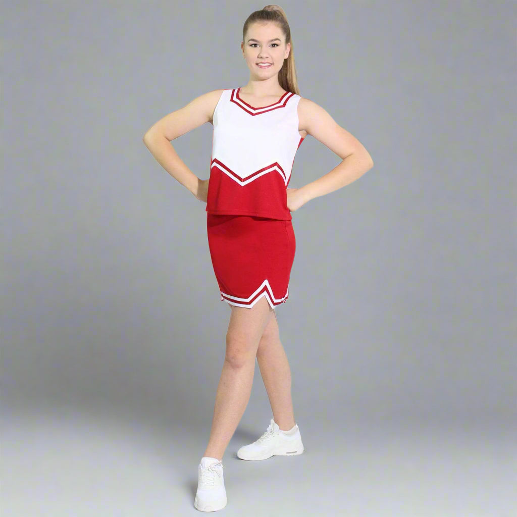Danzcue Adult M Sweetheart Cheerleaders Uniform Shell Top - Scarlet/White