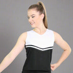 Danzcue Adult V-Neck Cheerleaders Uniform  Shell Top - Black/White