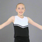 Danzcue Child V-Neck Cheerleaders Uniform Shell Top - Black/White
